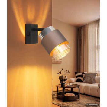 Globo Milley wandspot met schakelaar E27 40W, moderne leeslamp voor hal en woonkamer