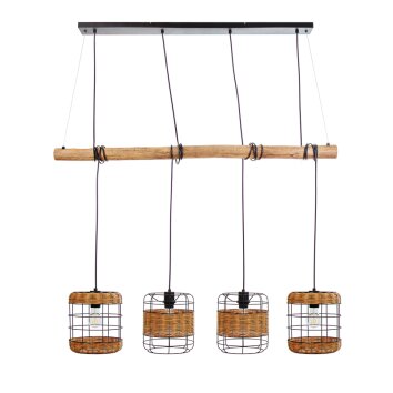 NOWA Jaro 4-lichts moderne kooi hanglamp met balk voor eetkamer en woonkamer 117 cm