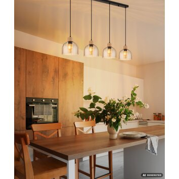 Globo Swanson langwerpige hanglamp pendellamp, modern, 4-lichts voor eetkamer en keuken