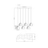 Globo Swanson stijlvolle pendellamp, 6-lichts eettafelhanglamp, lengte 105 cm