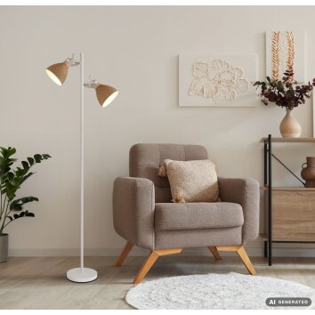 Globo Lyndon staande lamp 2-lichts modern met schakelaar op de kabel voor woonkamer