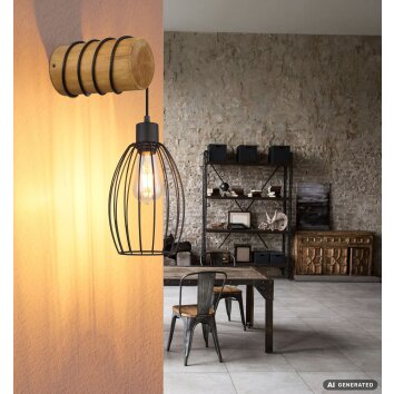 Globo Berti langwerpige industriële wandlamp met kooischerm voor hal en keuken