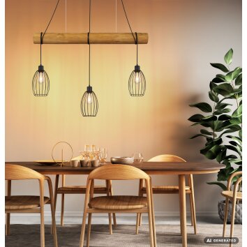 Globo Berti balkvormige hanglamp voor eettafel, industrieel, 3-lichts, E27, 115 cm