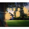 Globo Solar LED lichtsnoer voor buiten 8-lichts padverlichting met schakelaar