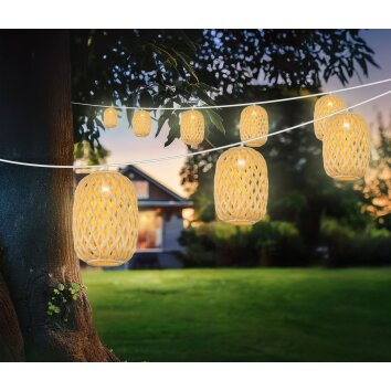 Globo Solar LED lichtsnoer voor buiten 8-lichts padverlichting met schakelaar