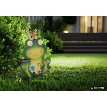 Globo FLAUGI LED solarlamp kikker met kroon voor buiten, tuinverlichting