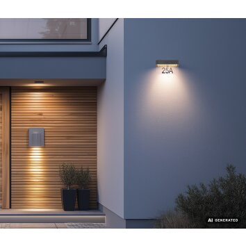 Globo NUMERO LED solar buitenwandlamp met bewegingssensor, modern voor buiten