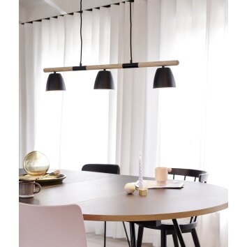 Nordlux THEO Hanglamp Hout licht, Zwart, 3-lichts