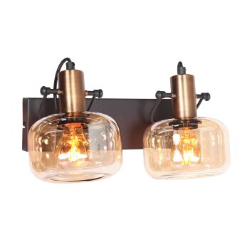 Steinhauer Wandlamp Glaslic met twee verstelbare armen en amberkleurige kappen