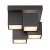 Leuchten Direkt LED plafondlamp TETRIS met 4 zwarte kubusmodules, warmwit 3000 Kelvin