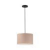 Leuchten Direkt hanglamp DURO met cilindervormige geribbelde beige stoffen kap