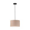 Leuchten Direkt hanglamp DURO met cilindervormige geribbelde beige stoffen kap
