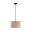 Leuchten Direkt hanglamp DURO met cilindervormige geribbelde beige stoffen kap
