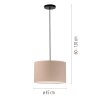 Leuchten Direkt hanglamp DURO met cilindervormige geribbelde beige stoffen kap