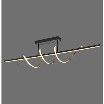 Leuchten Direkt LED plafondlamp Emanda met messingkleurige golven, 3000 Kelvin warmwit
