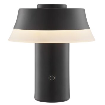 Brilliant LED tafellamp Kinich met gelaagde conische witte kap, 2700 Kelvin warmwit