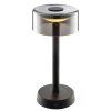Brilliant moderne LED-tafellamp Razor, warmwit 2700 Kelvin, ronde zwarte glazen kap