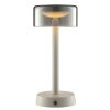 Brilliant LED tafellamp Razor met cilindervormige beige glazen kap, 2700 Kelvin warmwit, IP44