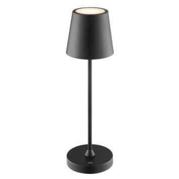 Brilliant moderne LED tafellamp Elora, conische zwarte kap, dimbaar, 2700 Kelvin warmwit