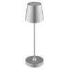Brilliant moderne LED tafellamp Elora, conische zilveren kap, 2700 Kelvin warmwit