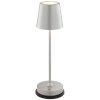 Brilliant moderne LED tafellamp Elora, conische zilveren kap, 2700 Kelvin warmwit