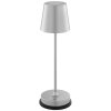 Brilliant moderne LED tafellamp Elora, conische zilveren kap, 2700 Kelvin warmwit
