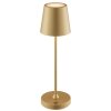 Brilliant tafellamp Elora met conische kap, matgoud, LED warmwit 2700 Kelvin