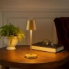 Brilliant tafellamp Elora met conische kap, matgoud, LED warmwit 2700 Kelvin