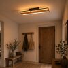 Brilliant LED plafondlamp Thunder met langwerpig donkerhouten paneel, 3000 Kelvin warmwit