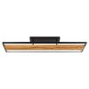 Brilliant LED plafondlamp Thunder met langwerpig donkerhouten paneel, 3000 Kelvin warmwit