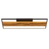 Brilliant LED plafondlamp Thunder met langwerpig donkerhouten paneel, 3000 Kelvin warmwit
