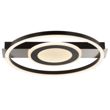 Brilliant LED plafondlamp Maureen, zwarte ringen, geheugenfunctie, 3000 Kelvin warmwit