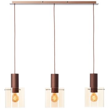 Brilliant Leuchten Hanglamp Petje met 3 amberkleurige glazen kappen, lengte 20 cm