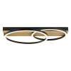 Brilliant LED plafondlamp Calma met overlappende ringen en donkerhouten lamellen