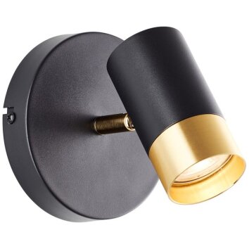 Brilliant Wandspot Vigolo, draaibare en kantelbare kop, gouden rand, 3000 Kelvin warmwit