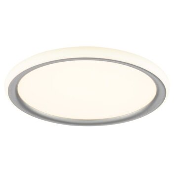 Brilliant moderne platte, ronde LED plafondlamp Carloz, 3000 kelvin warmwit, zilveren rand