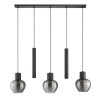 Brilliant lineaire hanglamp Ligari, rookglazen kappen, cilinders voor een keukeneiland