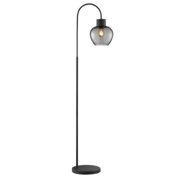 Brilliant Leuchten gebogen staande lamp Ligari met druppelvormige kap van rookglas