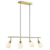 Brilliant lineaire hanglamp Jorge met 4 witte glazen bolkappen, lengte 12,5 cm