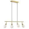 Brilliant lineaire hanglamp Jorge met 4 witte glazen bolkappen, lengte 12,5 cm