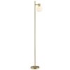 Brilliant landelijke staande lamp Cony met draaibare lampkop en ronde witte glazen kap