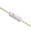 Brilliant Tafellamp Arlo met gebogen arm, beige cilindrische stoffen kap en houten detail