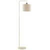 Brilliant Boho-vloerlamp Arlo met beige cilindervormige stoffen kap en houten detail