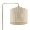 Brilliant Boho-vloerlamp Arlo met beige cilindervormige stoffen kap en houten detail