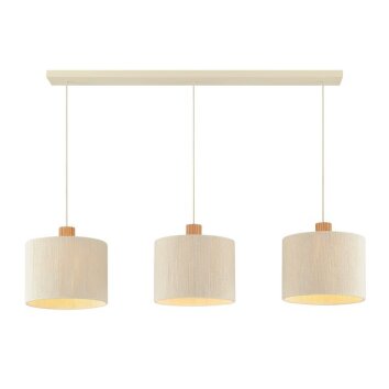 Brilliant Leuchten hanglamp Arlo voor keukeneilanden, met 3 beige stoffen kappen
