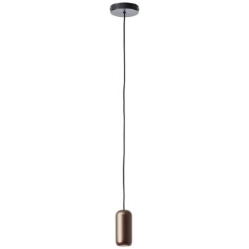 Brilliant cilindervormige hanglamp Jane met bruine metalen kap, industrieel ontwerp
