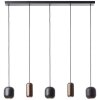 Brilliant Leuchten lineaire hanglamp Jane met 5 bruine cilindervormige metalen kappen