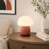 Brilliant LED tafellamp Dupos, paddenstoelvorm, rood met witte kap, 2700 Kelvin warmwit