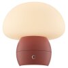 Brilliant LED tafellamp Dupos, paddenstoelvorm, rood met witte kap, 2700 Kelvin warmwit