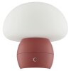 Brilliant LED tafellamp Dupos, paddenstoelvorm, rood met witte kap, 2700 Kelvin warmwit